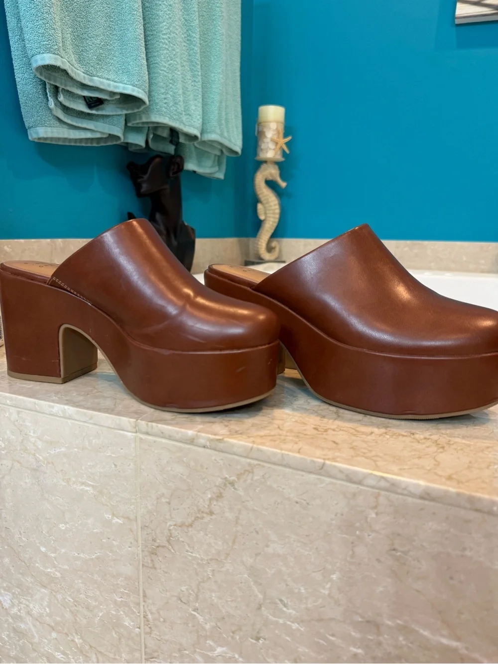 a new day Brown Platform Mule Clogs